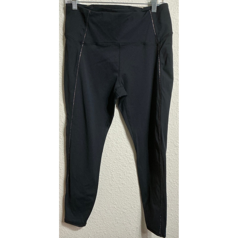 JOY LAB women's black activewear leggings, size Large high-rise wide waistband